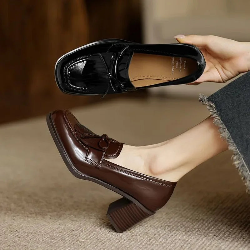 Vivienne™ | Women's Tassel Loafer Pumps Block Heel Round Toe Heels