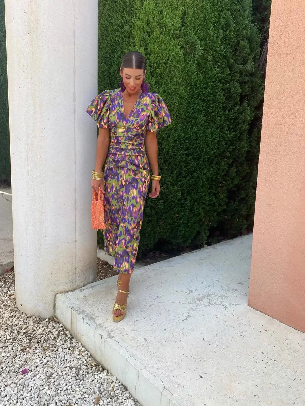 Hélène™ | Wedding Guest Dress with Puff Sleeves
