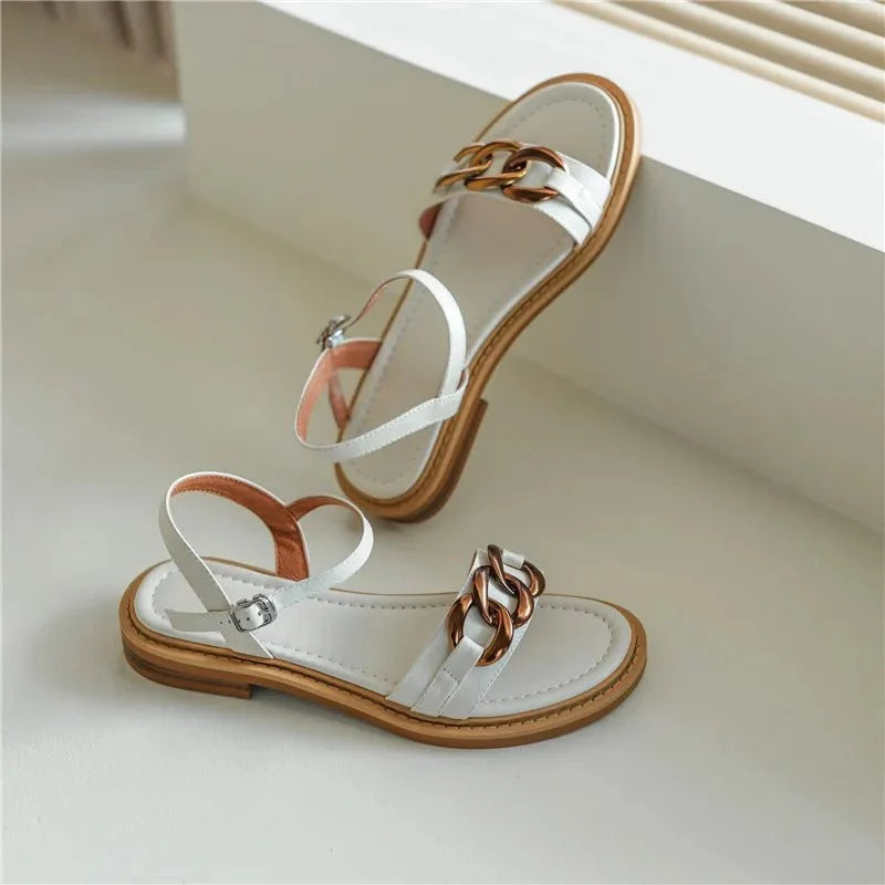 Eleanor™ | Gold Chain Flat Sandals