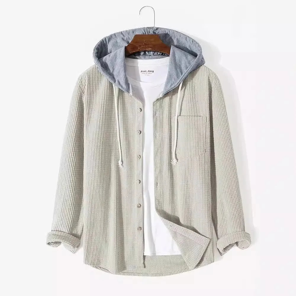 Bordeaux Hooded Cord Shirt