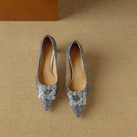 Stella™ | Women's Glitter Block Heel Pumps Pointed Toe Crystal Buckle