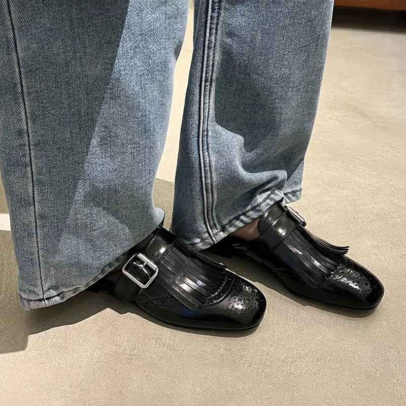 Prudence™ | Fringe Brogue Mule Loafers