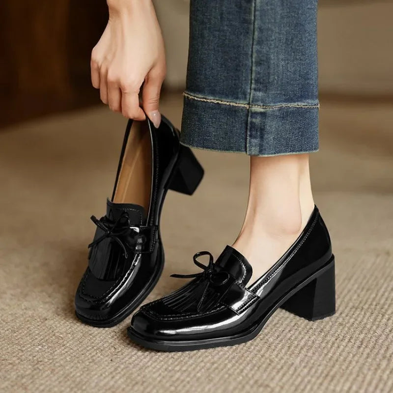 Vivienne™ | Women's Tassel Loafer Pumps Block Heel Round Toe Heels