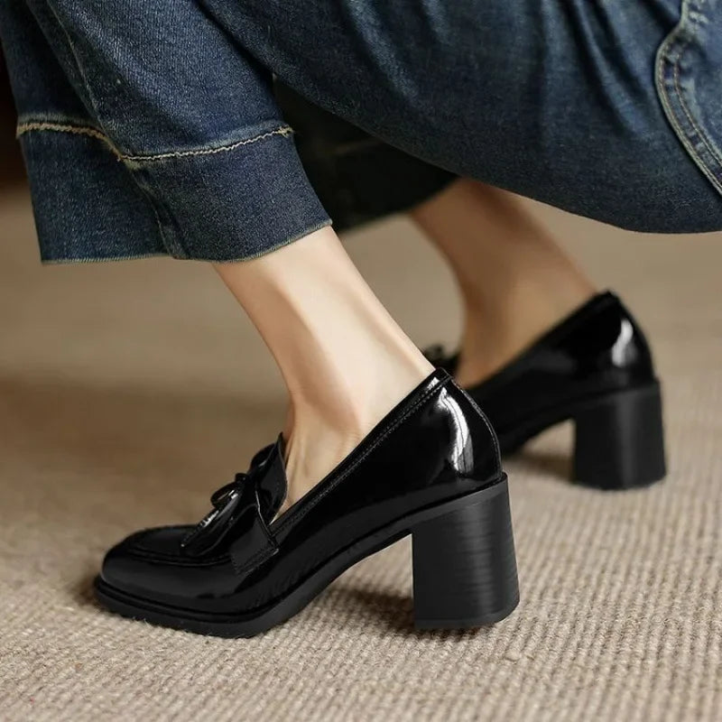 Vivienne™ | Women's Tassel Loafer Pumps Block Heel Round Toe Heels