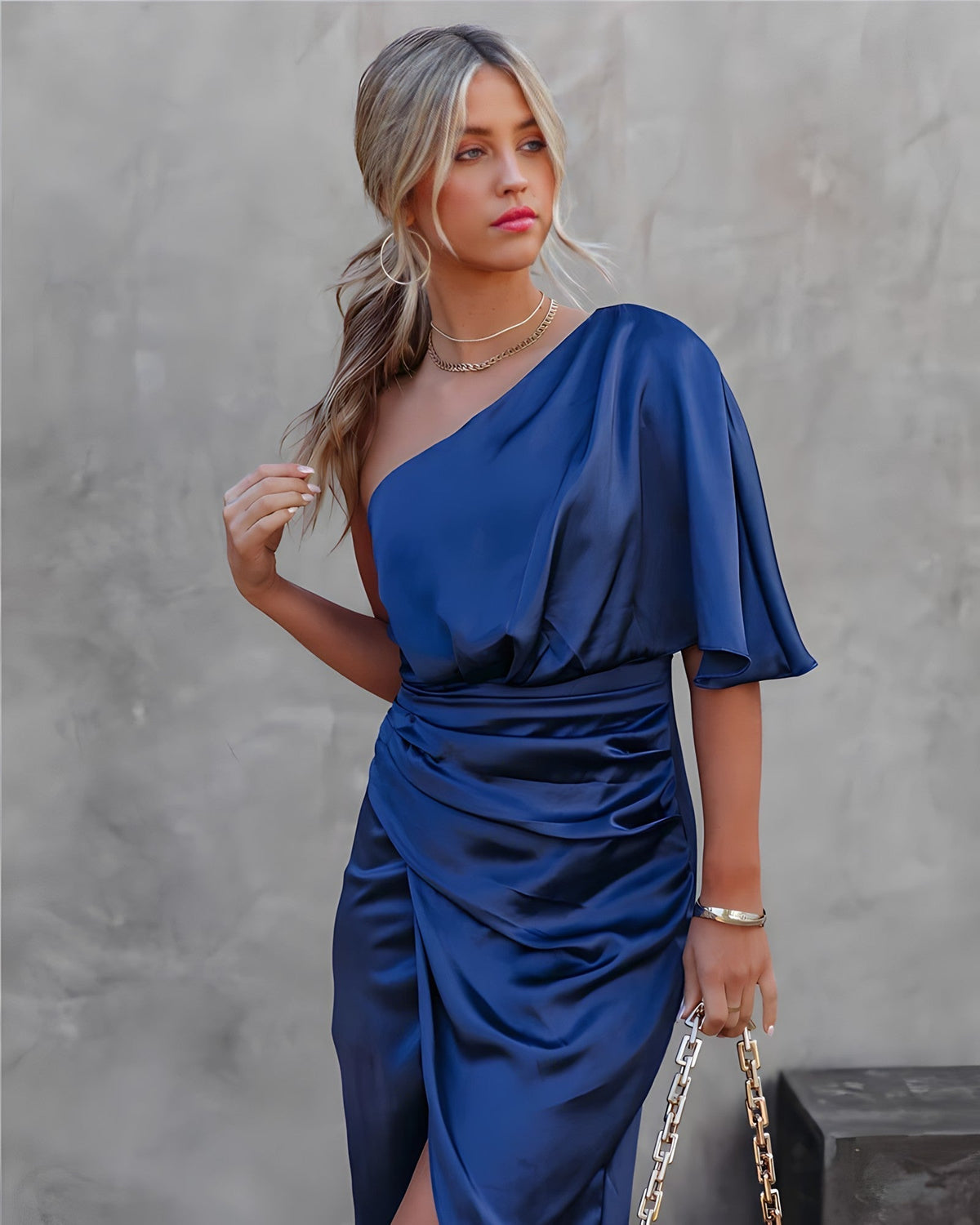 Isabella™ | Women’s One Shoulder Wrap Midi Dress