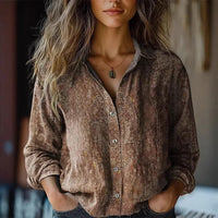 Autumn™ | Women's Vintage Floral Print Long Sleeve Button-Down Shirt