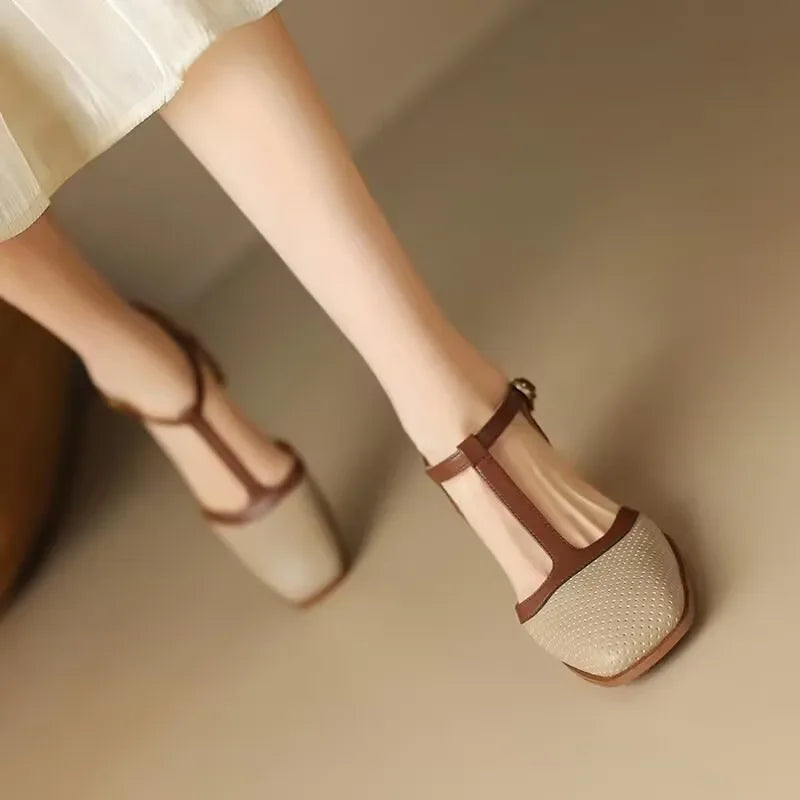 Piper™ | Women's T-Strap Block Heel Shoes Square Toe Mid Heel Pumps
