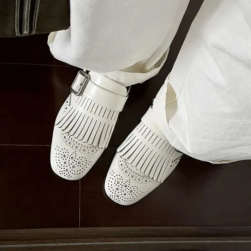 Prudence™ | Fringe Brogue Mule Loafers