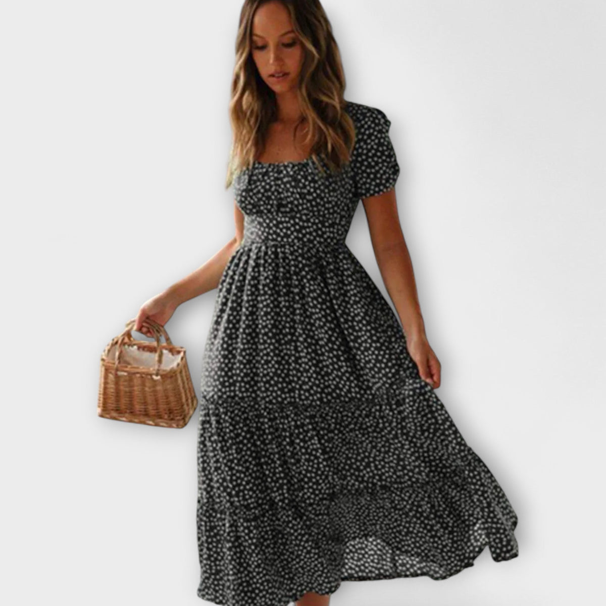 Style200™ | Chic Floral Puff Sleeve Maxi Dress for Events