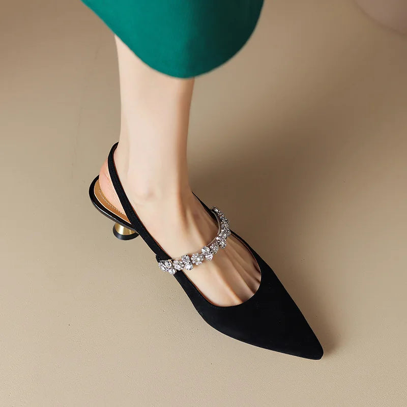 Seraphina™ | Women's Crystal Strap Slingback Heels Pointed Toe Pumps