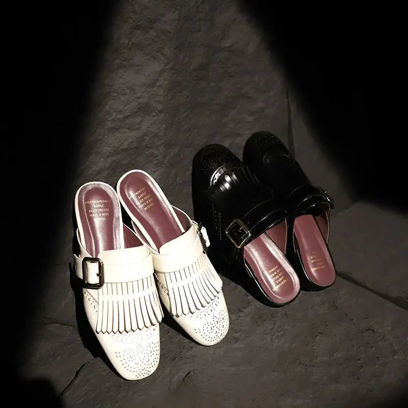 Prudence™ | Fringe Brogue Mule Loafers