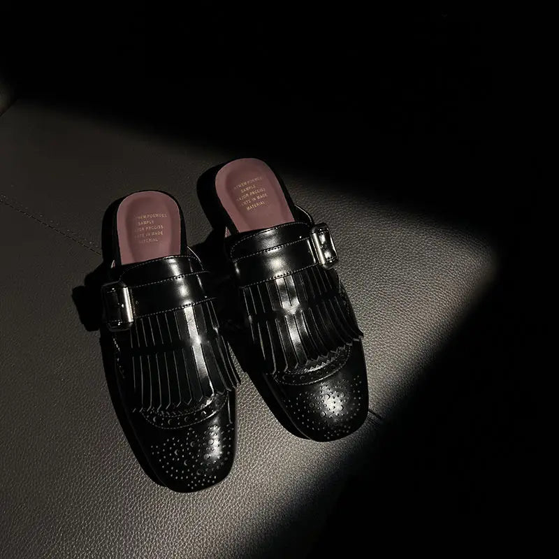 Prudence™ | Fringe Brogue Mule Loafers