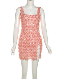 Jenny™ | Women's Fringe Feather Cocktail Dress for Parties