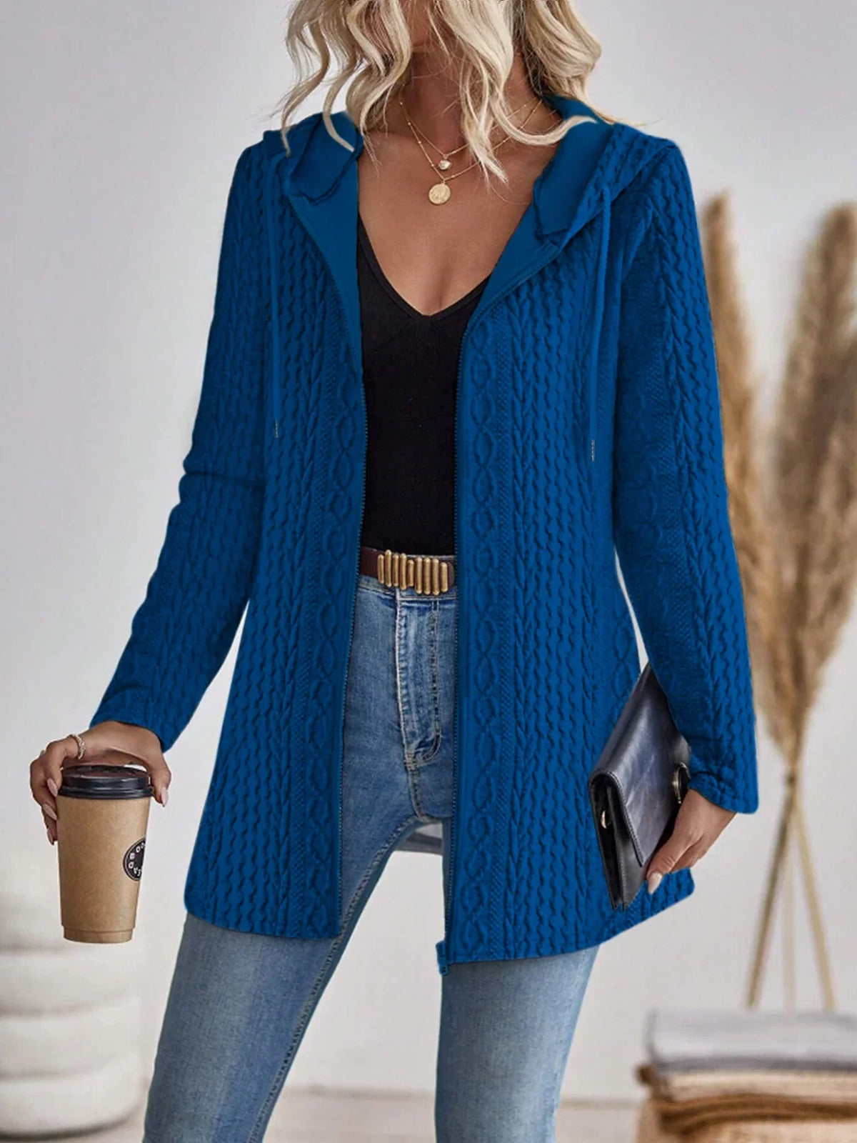 Emerson | Long Cardigan with Cable Knit Texture