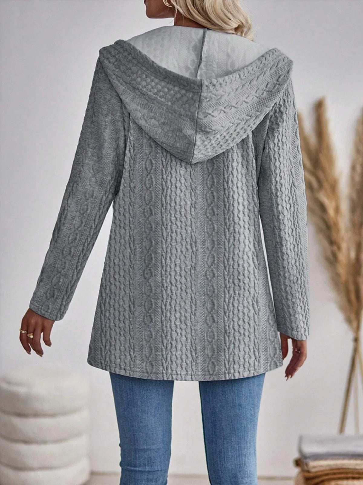 Emerson | Long Cardigan with Cable Knit Texture