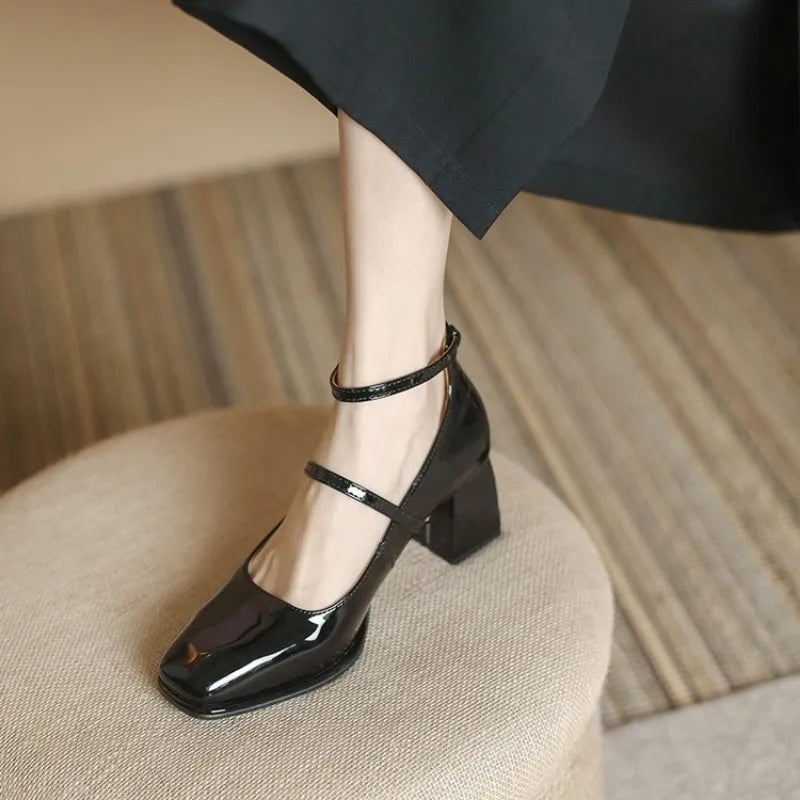 Celeste™ | Women's Ankle Strap Block Heel Pumps Square Toe Mary Jane