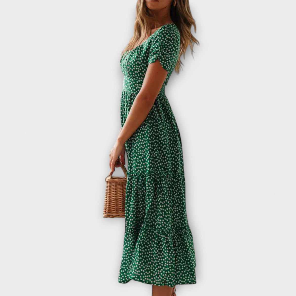 Style200™ | Chic Floral Puff Sleeve Maxi Dress for Events