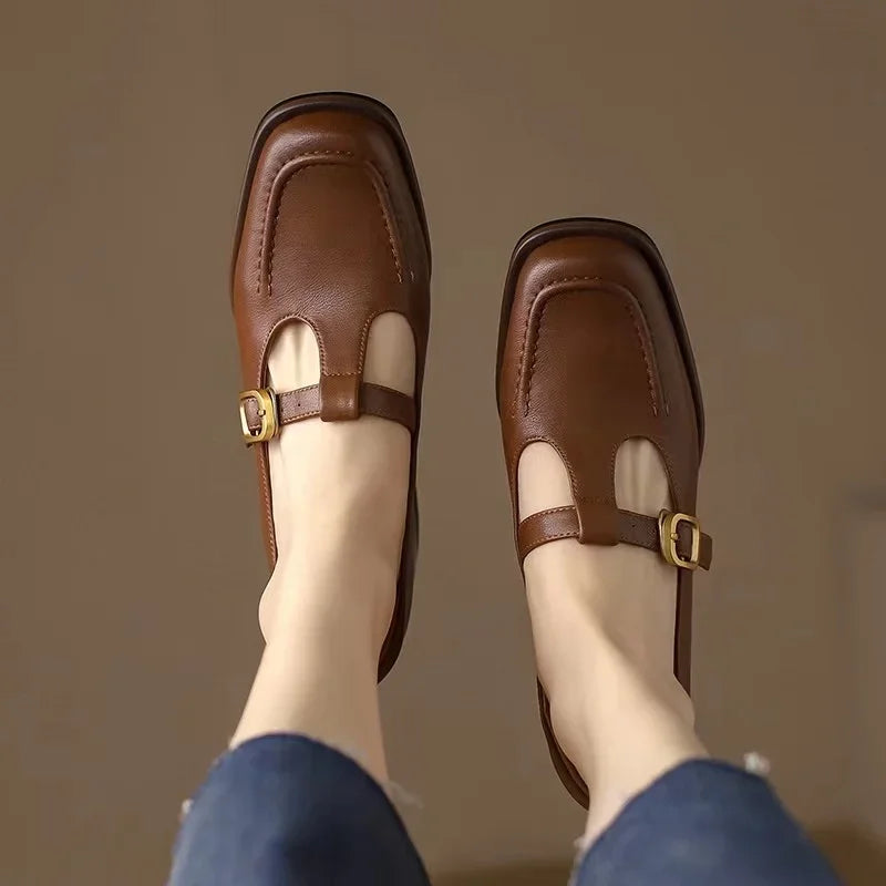 Wren™ | Women's T-Strap Mary Jane Shoes Square Toe Low Block Heel