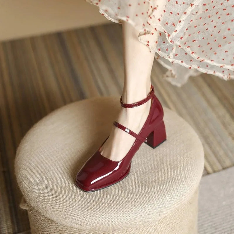 Celeste™ | Women's Ankle Strap Block Heel Pumps Square Toe Mary Jane