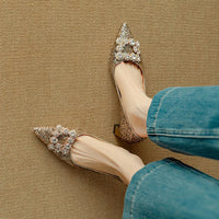Stella™ | Women's Glitter Block Heel Pumps Pointed Toe Crystal Buckle