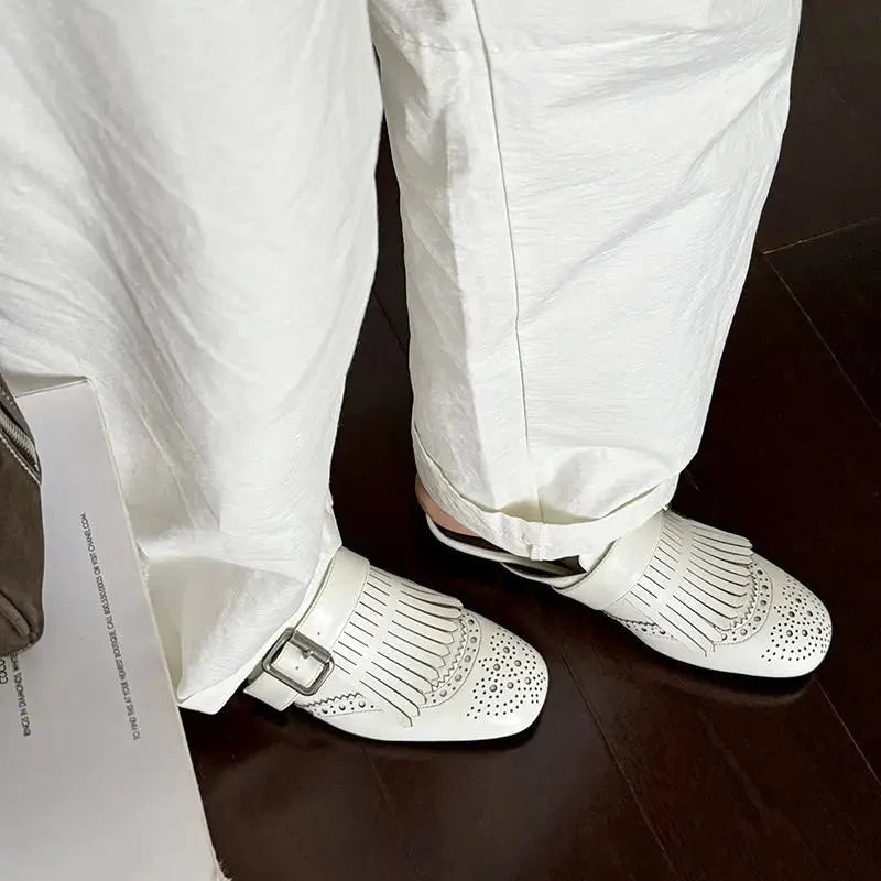 Prudence™ | Fringe Brogue Mule Loafers