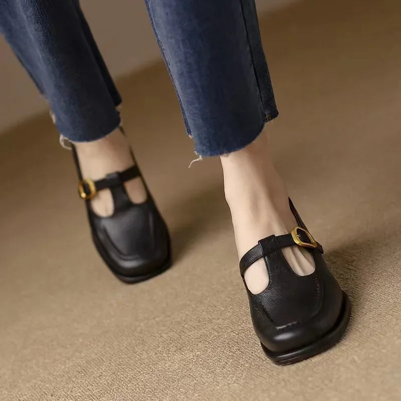 Wren™ | Women's T-Strap Mary Jane Shoes Square Toe Low Block Heel