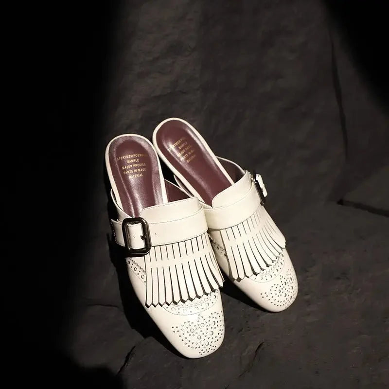 Prudence™ | Fringe Brogue Mule Loafers
