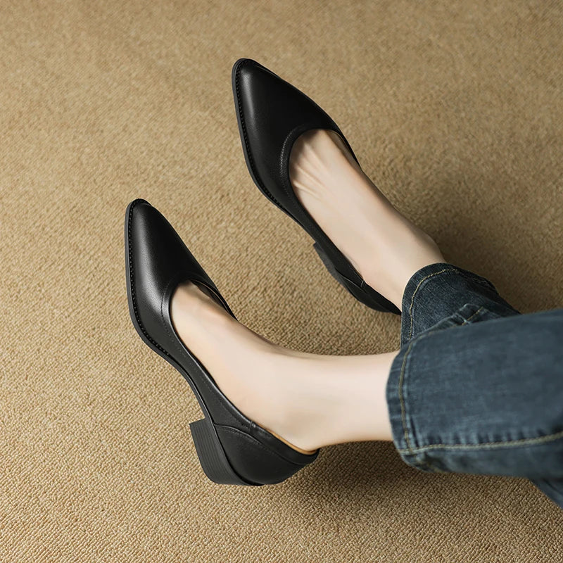 Cora™ | Women's Pointed Toe Block Heel Pumps Slip On Mid Heel Shoes