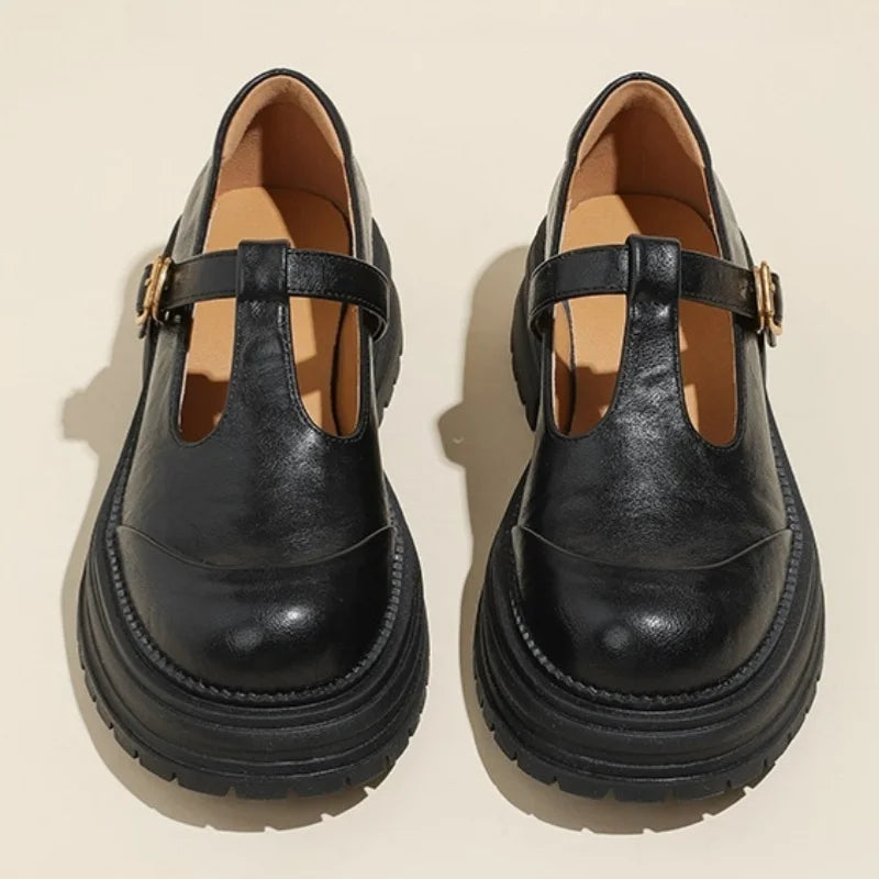 Blythe™ | Women's T-Bar Mary Jane Shoes Round Toe Brogue Low Heel