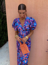 Rose™ | Women’s Summer Printed Puff Sleeve Midi Dress