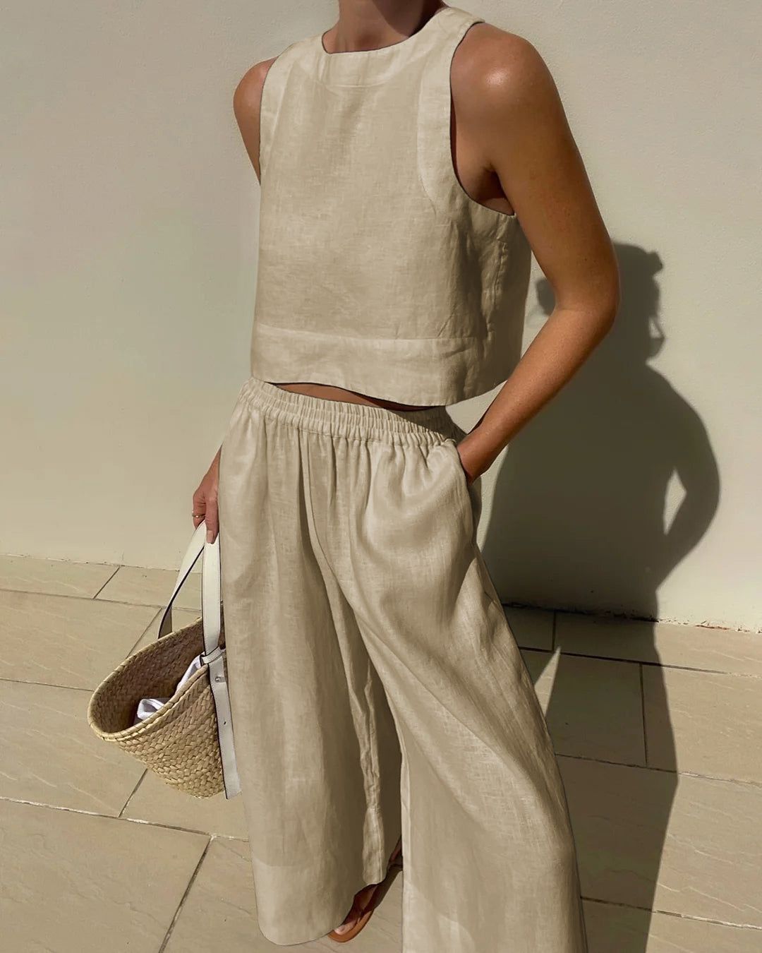Salina™ | Women's Two Piece Set Crop Top Wide Leg Pants