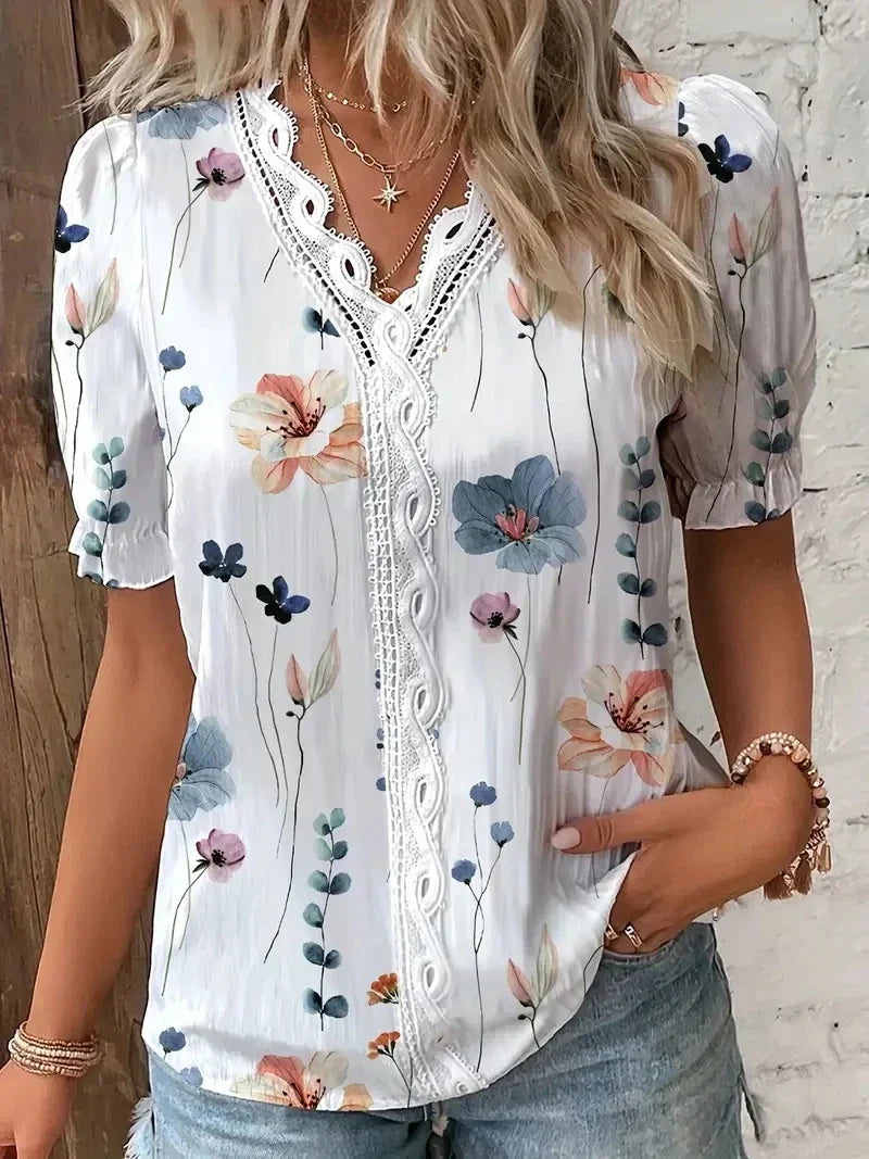 Joann™ | Floral Lace V-Neck Blouse