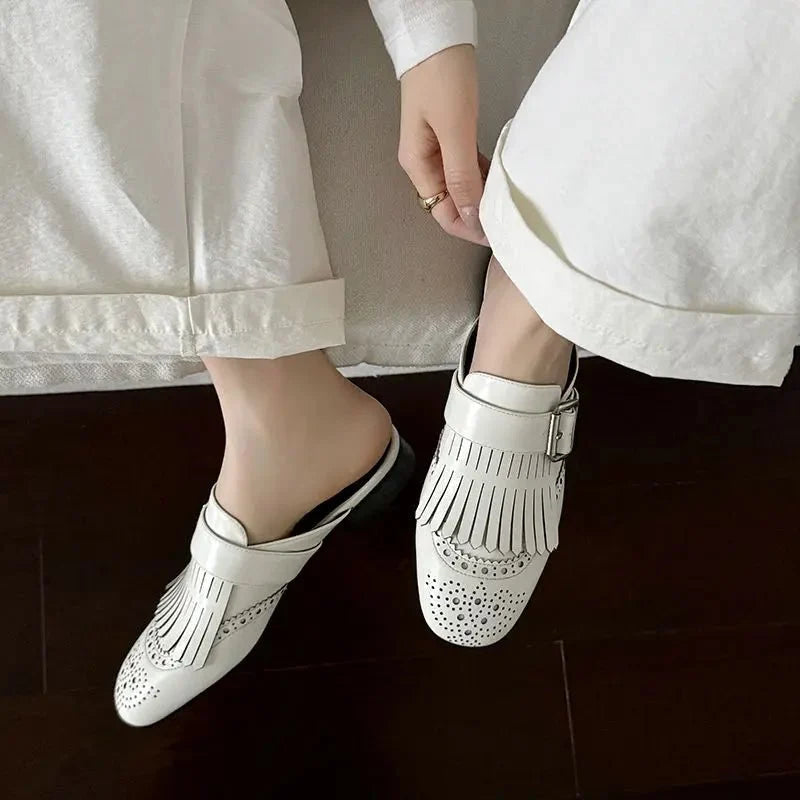 Prudence™ | Fringe Brogue Mule Loafers