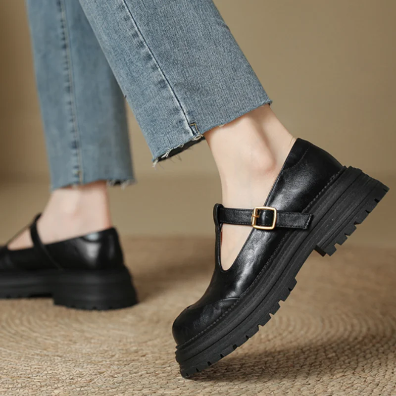 Blythe™ | Women's T-Bar Mary Jane Shoes Round Toe Brogue Low Heel