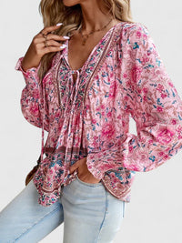 Sienna™ | Women's Floral Boho Blouse V-Neck Puff Sleeve Top