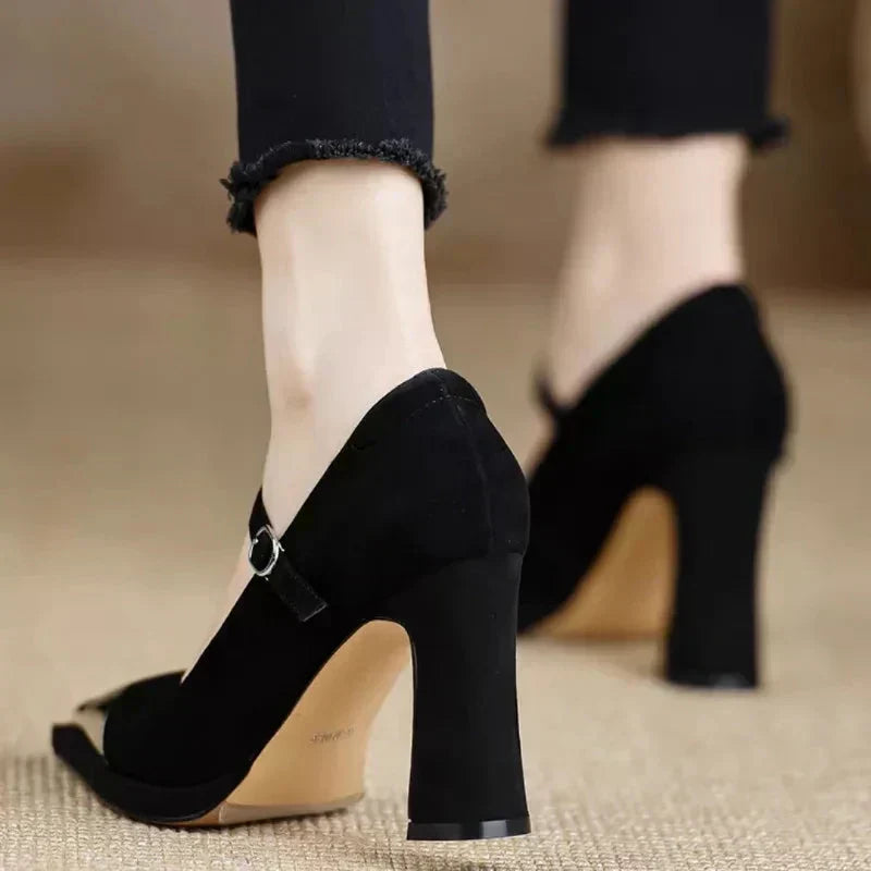 Serena™ | Women's Mary Jane High Heel Pumps Cap Toe Block Heel Strap