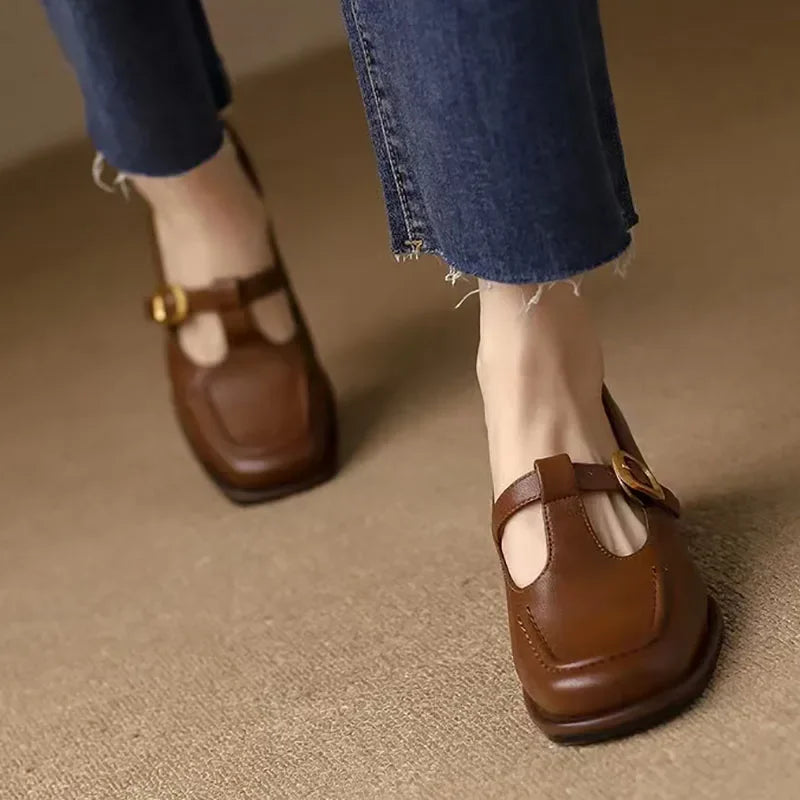 Wren™ | Women's T-Strap Mary Jane Shoes Square Toe Low Block Heel