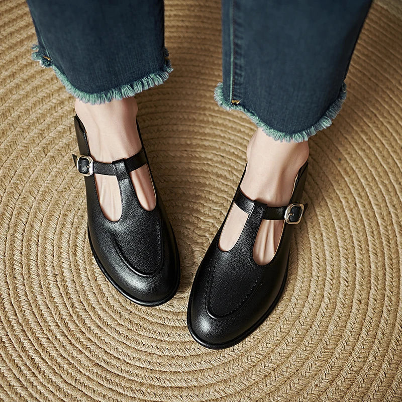 Petra™ | Women's T-Strap Mary Jane Flats Round Toe Low Heel Pumps