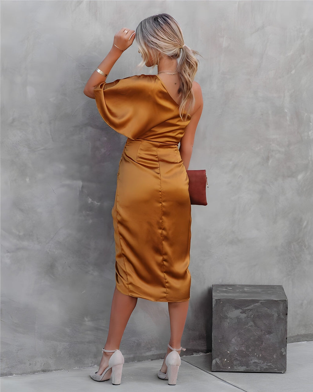 Isabella™ | Women’s One Shoulder Wrap Midi Dress