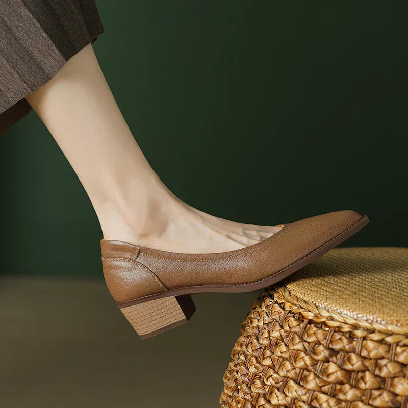 Cora™ | Women's Pointed Toe Block Heel Pumps Slip On Mid Heel Shoes