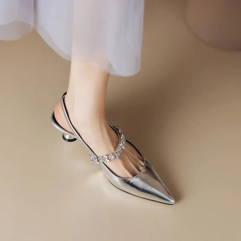 Seraphina™ | Women's Crystal Strap Slingback Heels Pointed Toe Pumps
