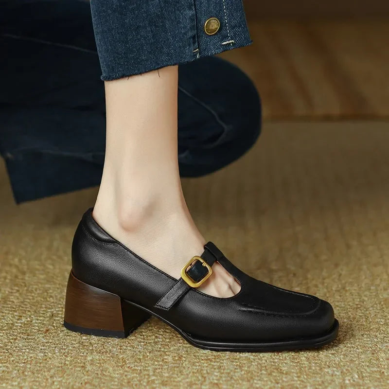 Wren™ | Women's T-Strap Mary Jane Shoes Square Toe Low Block Heel