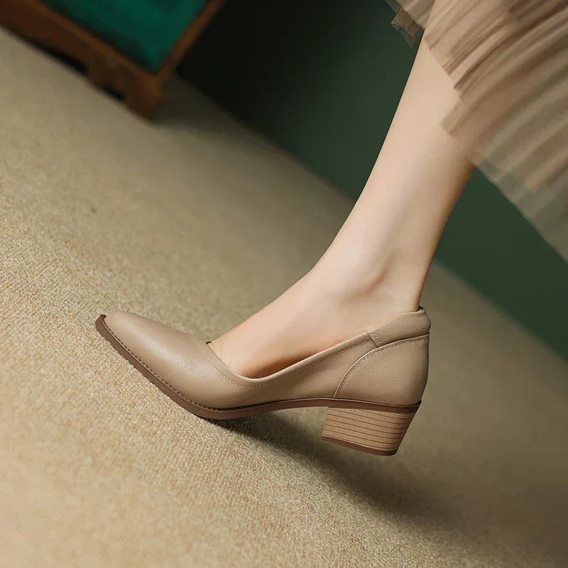 Cora™ | Women's Pointed Toe Block Heel Pumps Slip On Mid Heel Shoes