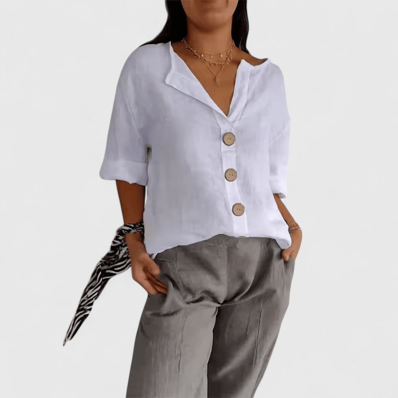 NORA | Linen Button-Down Blouse