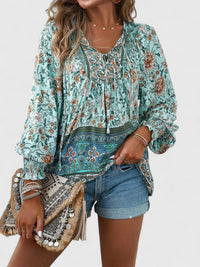 Sienna™ | Women's Floral Boho Blouse V-Neck Puff Sleeve Top