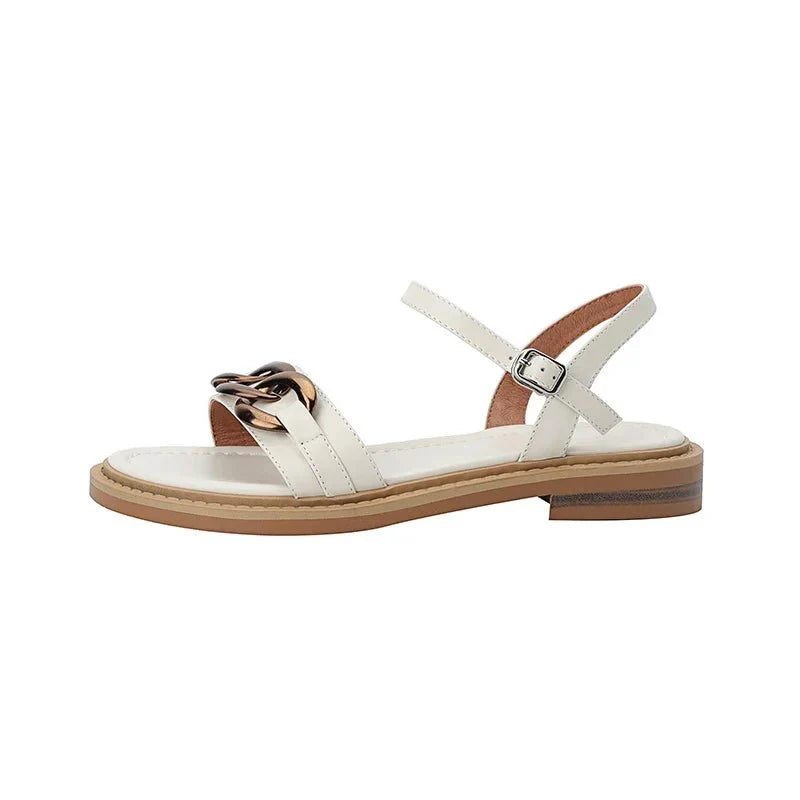 Eleanor™ | Gold Chain Flat Sandals