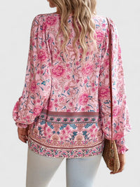 Sienna™ | Women's Floral Boho Blouse V-Neck Puff Sleeve Top