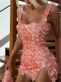 Jenny™ | Women's Fringe Feather Cocktail Dress for Parties