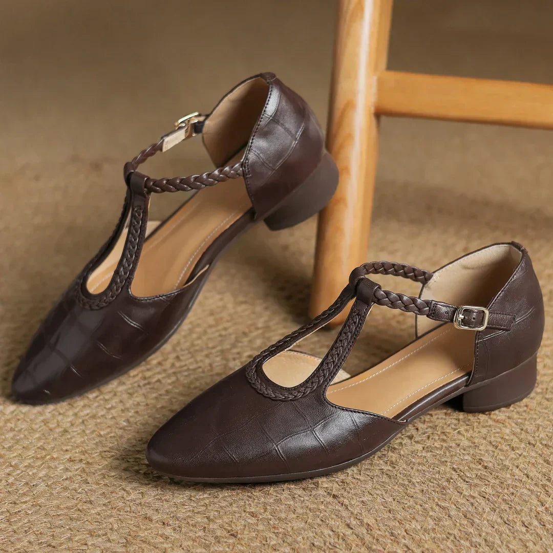 Margot™ | Women's Leather T-Strap Mary Jane Flats Pointed Toe Flat