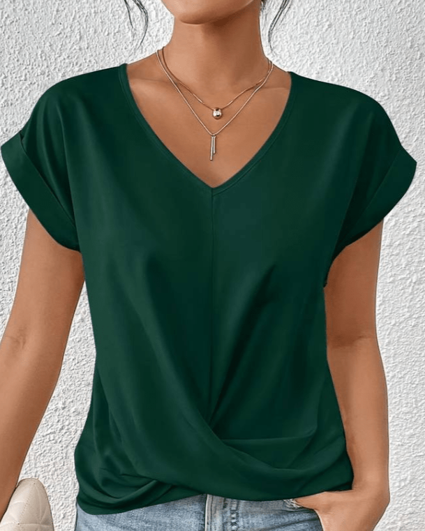 Jade™ | Women's V-Neck Twist Front Short Sleeve Top